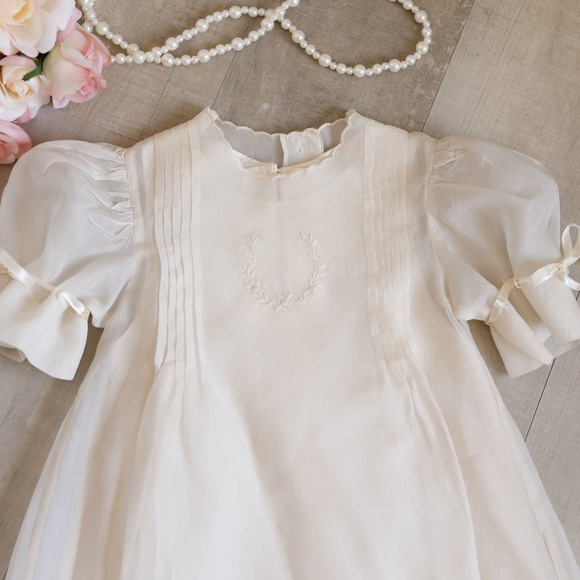 EXTREMELY RARE Strasburg Dress Heirloom Ecru Ivory Silk Embroidery Flower Girl - Picture 2 of 7